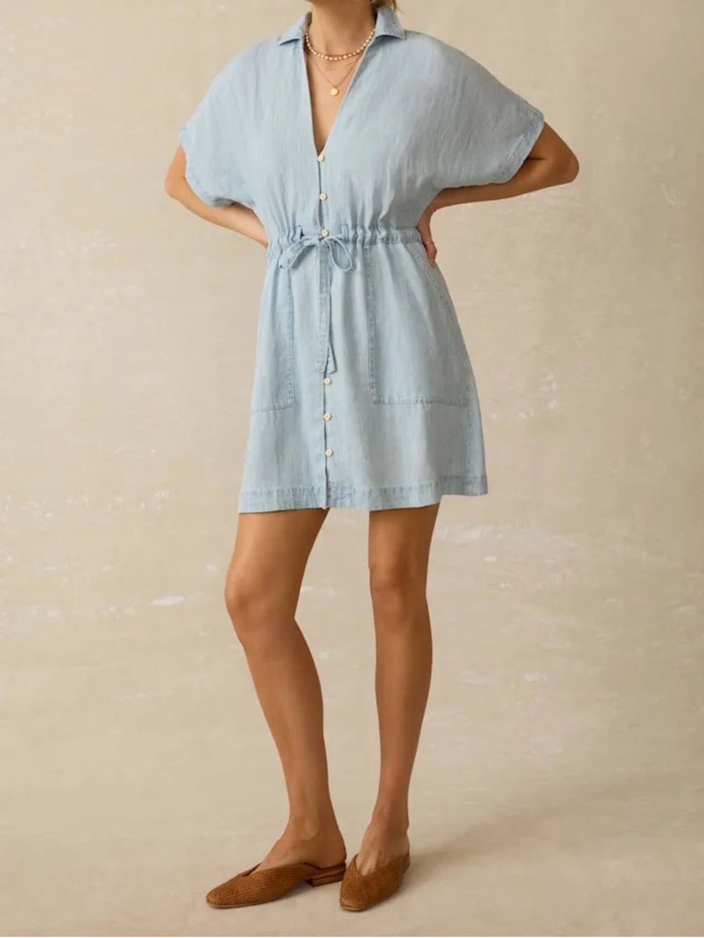 Faherty Tried & True Chambray Oakley Dress Medium